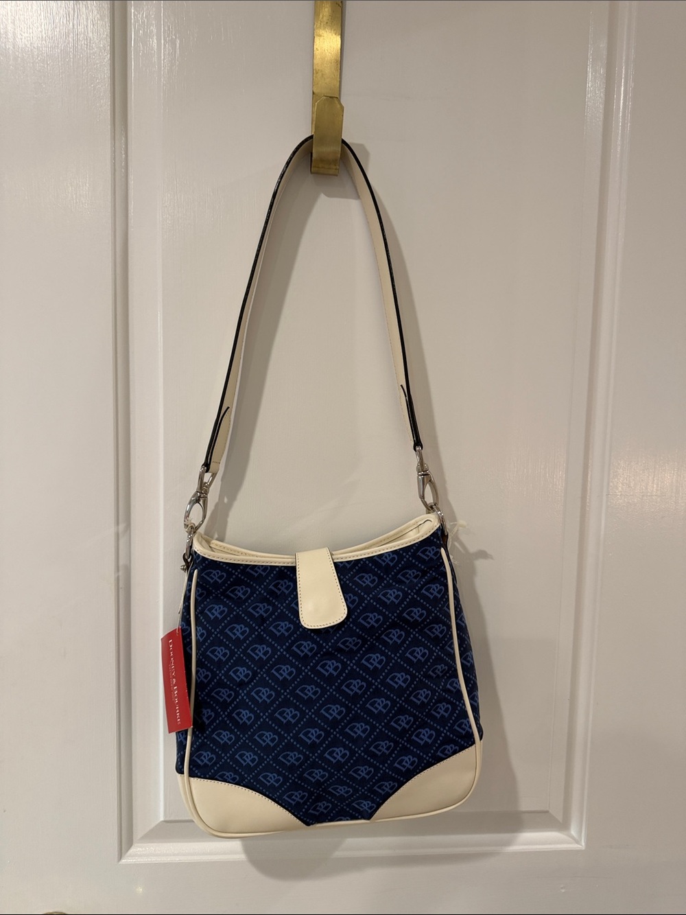 Dooney & Bourke Navy and Cream Monogram Shoulder Bag